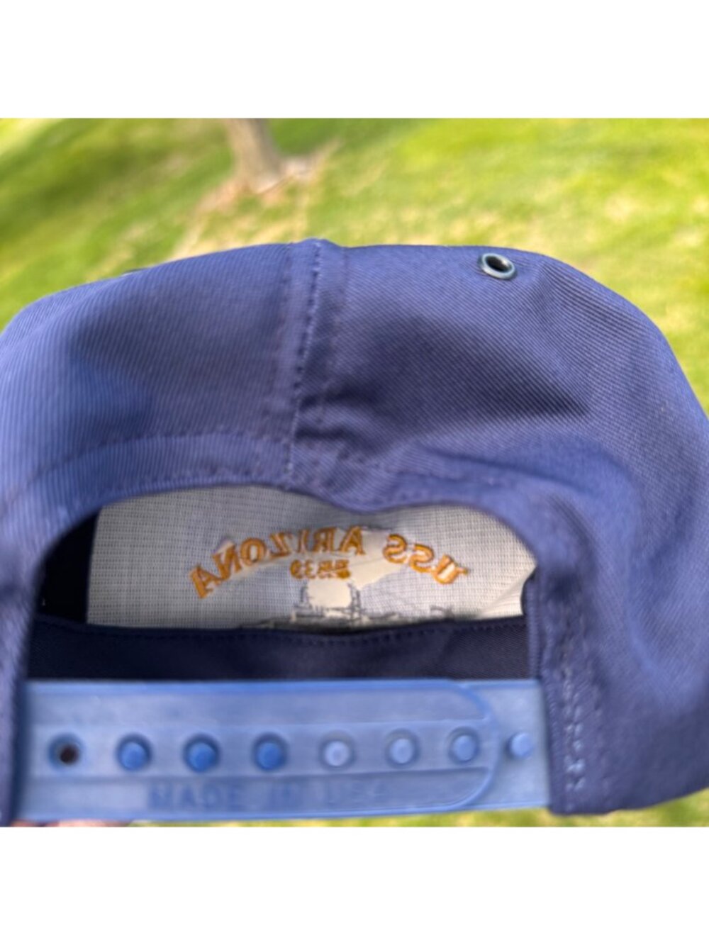 Pearl Harbor HI Snapback USS Arizona BB-39 Rope Hat Navy Blue One Size USA Vtg - Picture 12 of 14